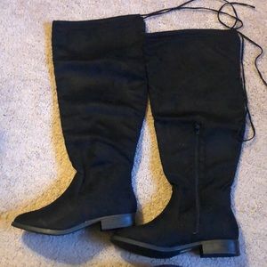 Wide Knee High Boots - Black plus size